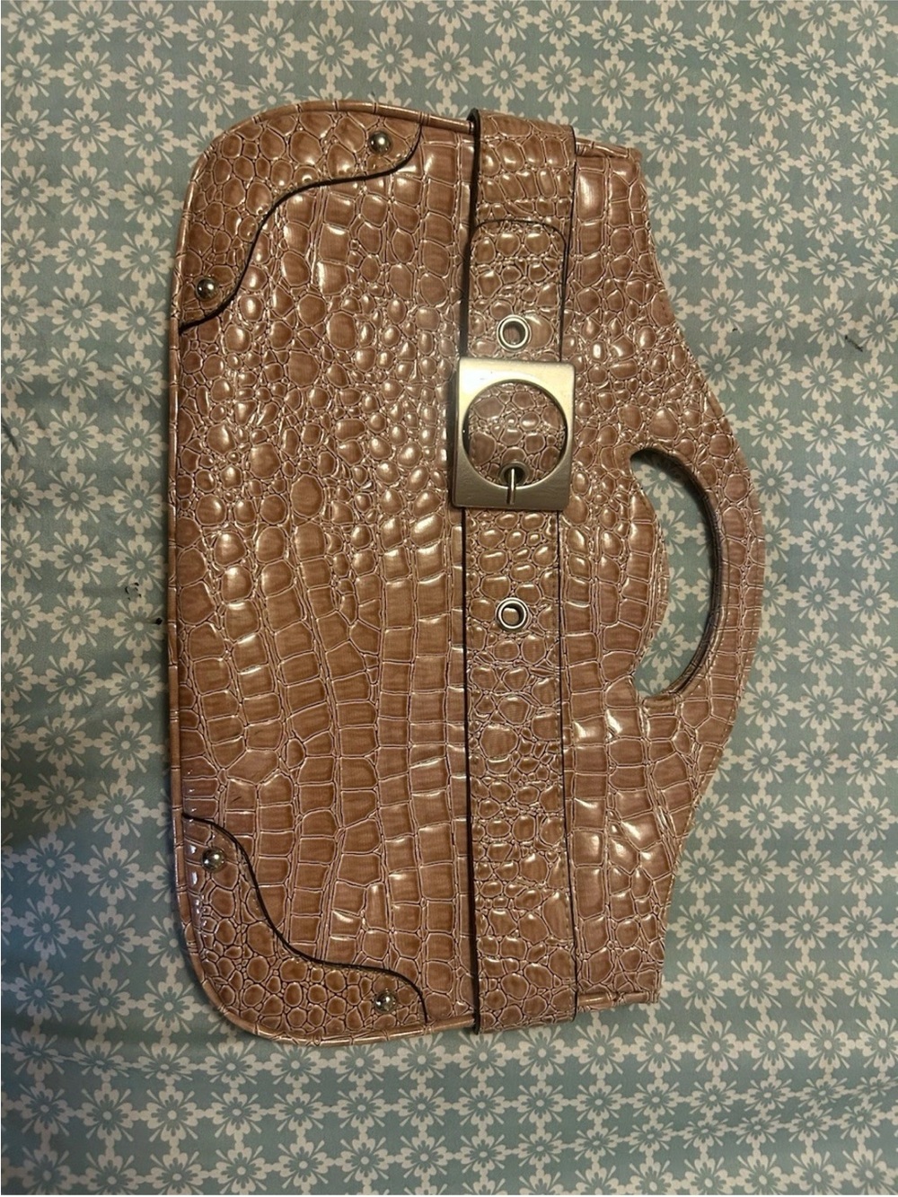 Apt. 9 Croc-Embossed Wristlet Clutch in Taupe
